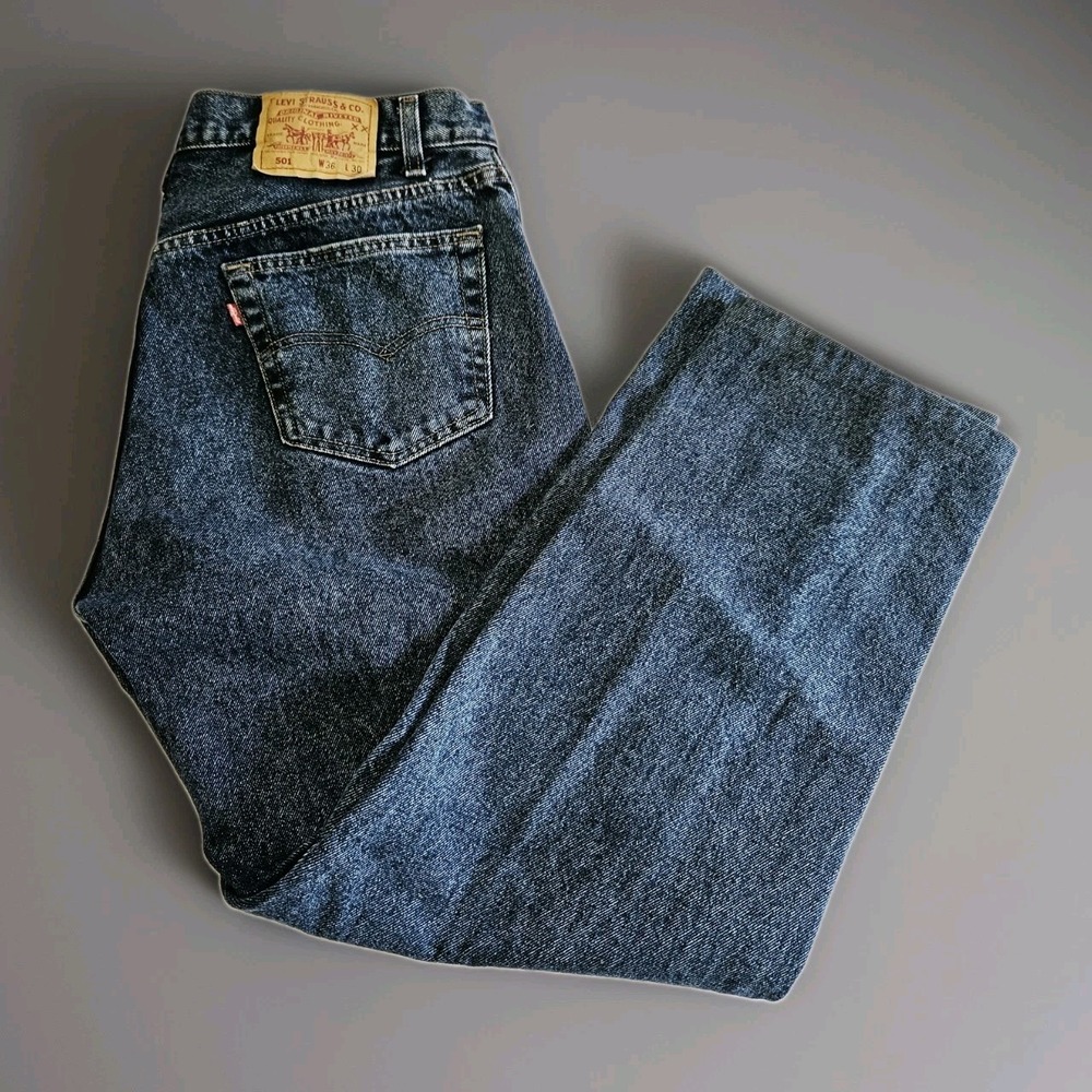 501 Levi Strause & Co XX VTG 90's Button Fly Men Size 36 x 30 Dark Denim Jeans - Picture 1 of 7